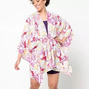 Lands’ End Palm Foliage Print Bathing Suit Cover-Up - One Size